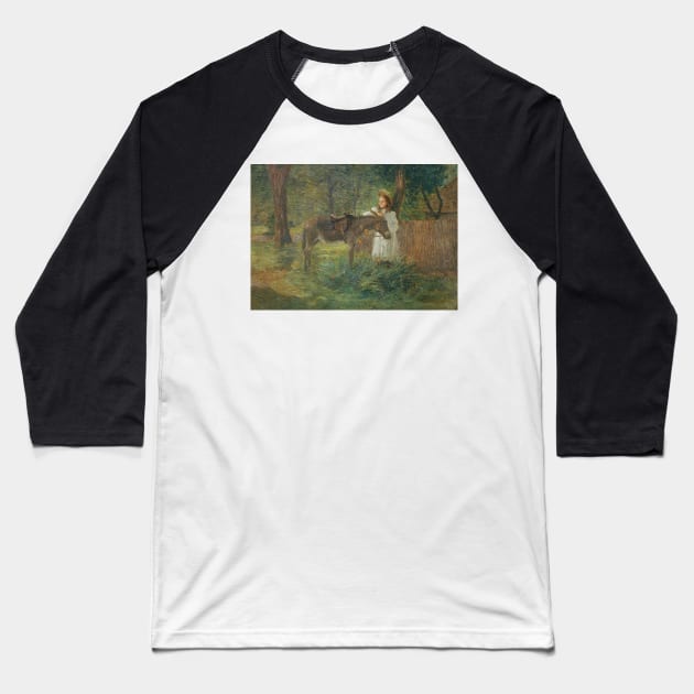 After the Ride by Julian Alden Weir Baseball T-Shirt by Classic Art Stall